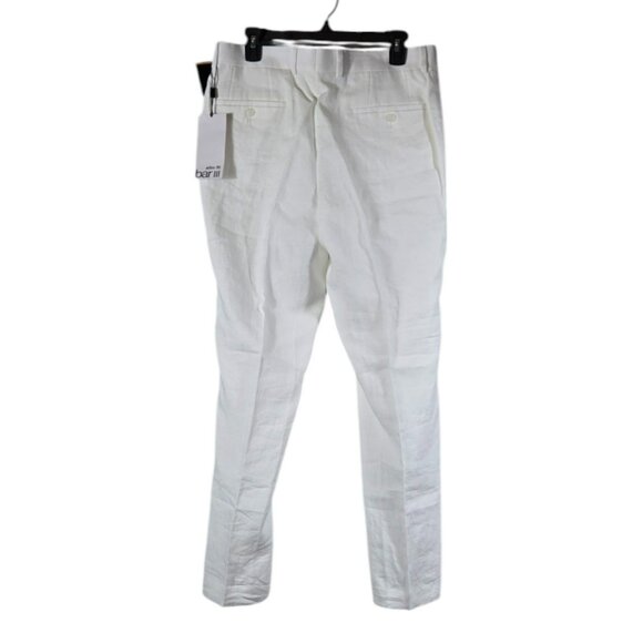Bar III Size 33W 30L Men's Linen Pants Lined Slim Fit White - Picture 5 of 13